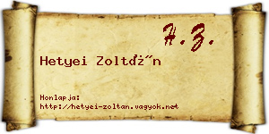 Hetyei Zoltán névjegykártya